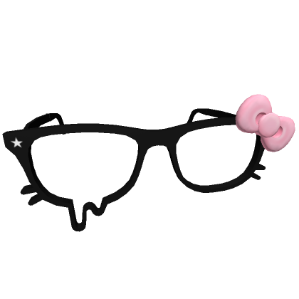 Droopy Kitty Glasses w/ Pink Bow in Black | Roblox Item - Rolimon's