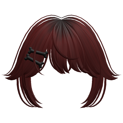 Roblox Item Anime Bangs with Bone Hairclip(Dark Red)