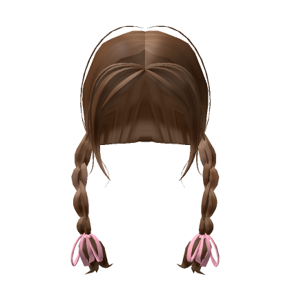 Roblox Item preppy brown bow braided pigtails
