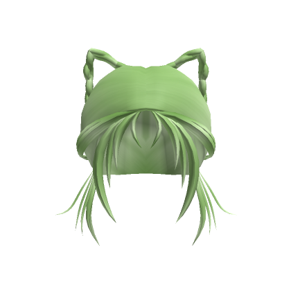 Roblox Item Short Y2K Pigtails with Cat Ears (Green)