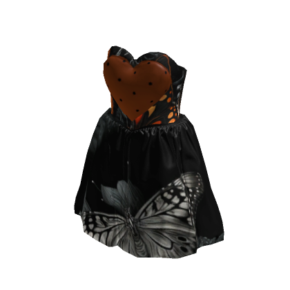 Roblox Item Black butterflies dress with polka dot heart