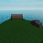 Island with a bench and a rock
