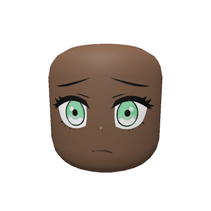 Roblox Item Cold Anime Head - Green Eyes Face Mask Brown