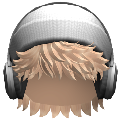 Messy Hair w/ Beanie & Headphones(Blonde 2) - Roblox