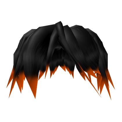 Messy Demon Boy Hair Black Orange - Roblox