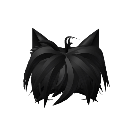 Messy Cute hair Whit Cat Ears [Black] | Roblox Item - Rolimon's
