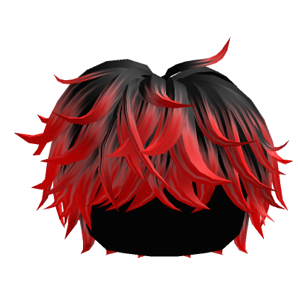 Roblox Item Black to Red Fluffy Messy Cool Boy Hair