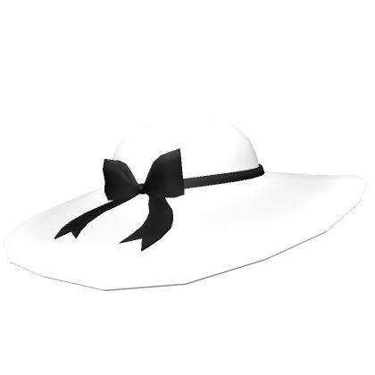 White floppy hat with black bow hotsell