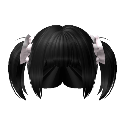 Roblox Item Cute Y2K Pigtails with Ruffled Scrunchies Black