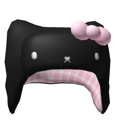 Roblox Item Black + Pink Plaid Kitty Ushanka