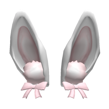 soft white fluffy bunny ears pink bow | Roblox Item - Rolimon's