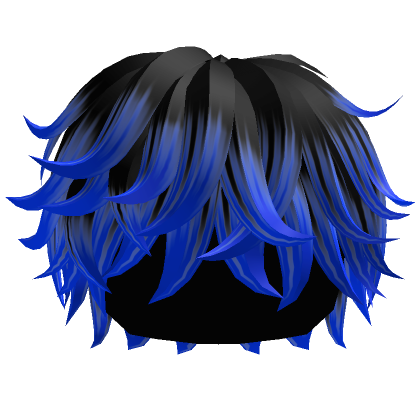 Roblox Item Fluffy Messy Boy Hair (Black to Blue)