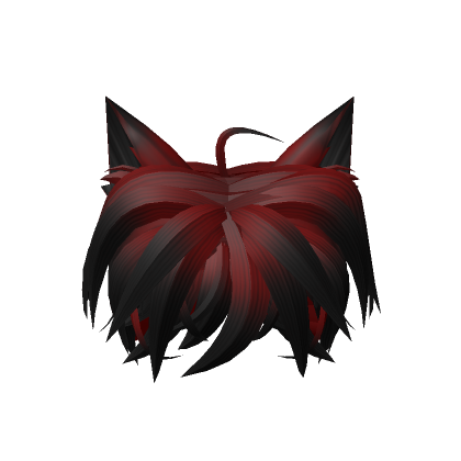Roblox Item Messy Cute Hair Whit Ears [Red To Black]