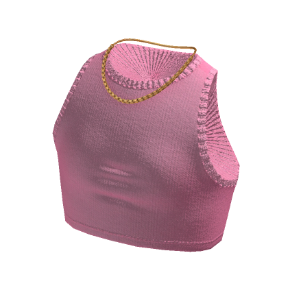 Ribbed Tank Crop Top Gold Chain Necklace Pink Roblox