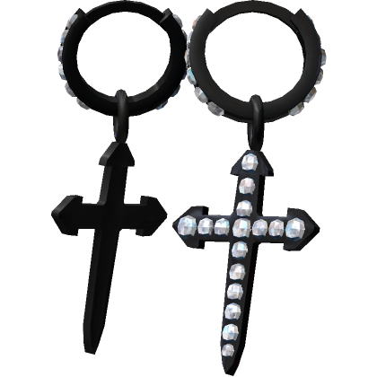 BLACK DIAMOND CROSS EARRINGS - Roblox