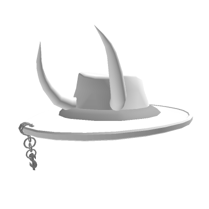 White Wide Brim Hat with Horns | Roblox Item - Rolimon's