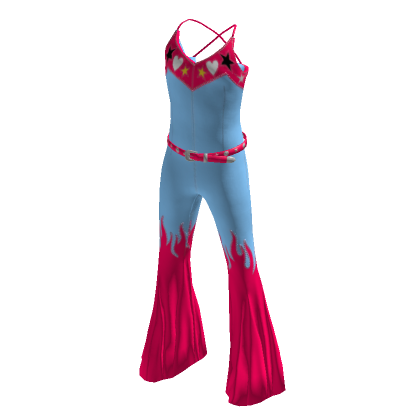 Y2K Preppy Cowboy Blue Pink Jumpsuit Flared Pants | Roblox Item - Rolimon's
