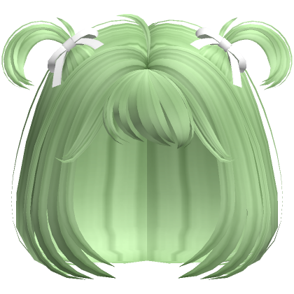 Roblox Item Cute Messy Bob and pigtails w Ribbons Fairy Green