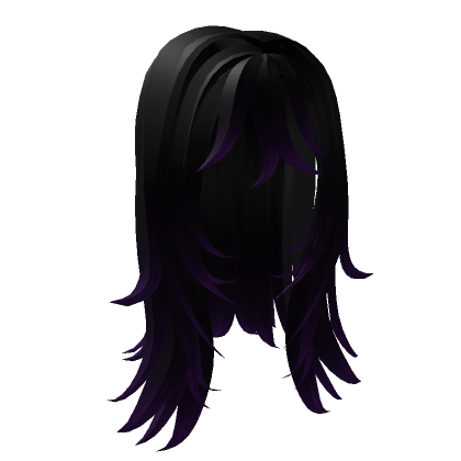 Wolf cut long hair in black and purple