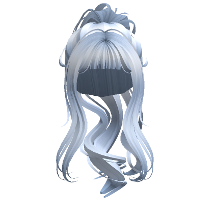 Roblox Item Blue Messy Fluffy High Curled Ponytail