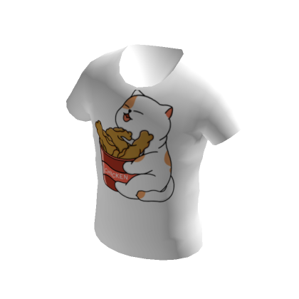 Threadless Cat Loves Fried Chicken T-Shirt | Roblox Item - Rolimon's