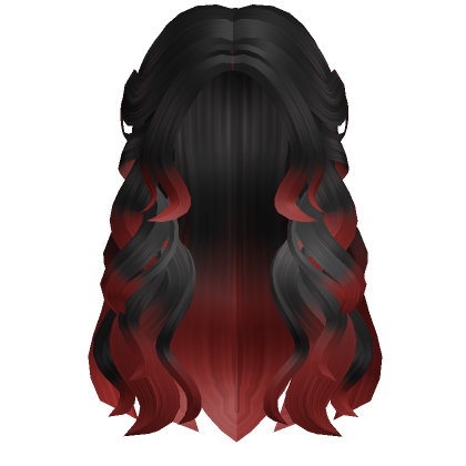 Lush Preppy Aesthetic Wavy Hair In Black To Red | Roblox Item - Rolimon'S