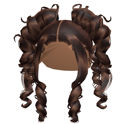 Messy Double Buns With Curly bangs in Brown