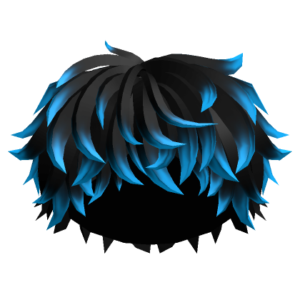 ผมเด็กผู้ชายขนปุยหยักหยักสีดําถึงสีฟ้า - Roblox