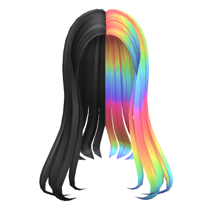 Roblox Item Flowy Long Split Rainbow hair
