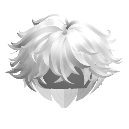 Messy Fluffy Anime Hair (White) - Roblox