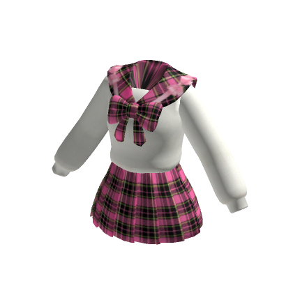 Pink bow tie plaid school uniform preppy anime Roblox