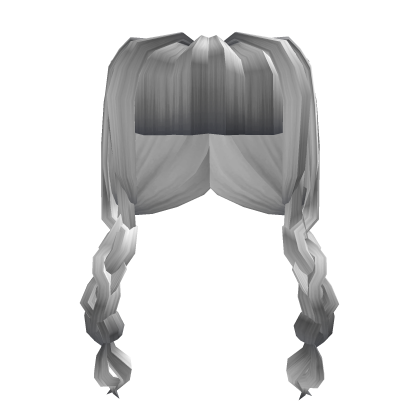 Roblox Item White Braided Pigtails w Long Bangs