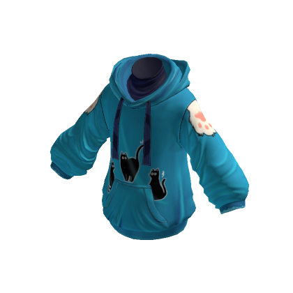 Kitty Paw Oversized Hoodie Blue Roblox