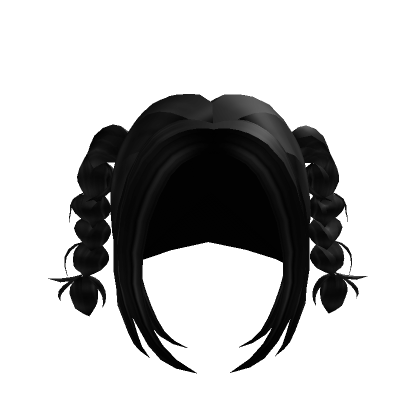 Roblox Item Black Mini Kawaii Braided Pigtails