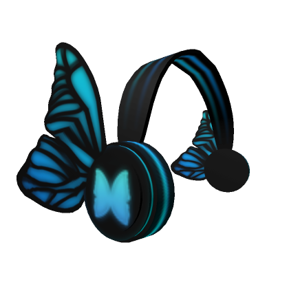 Roblox Item Blue Neon Butterfly Headphones
