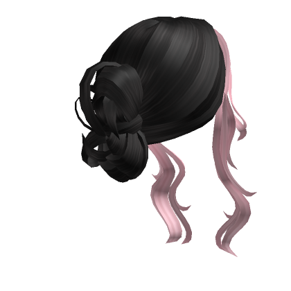 Wavy Layered Ponytail Hair(Pink&Black) - Roblox