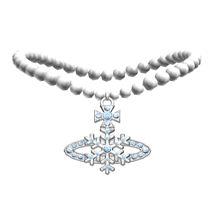 Y2K Blue Snowflake Pearls Diamond Necklace (3.0) | Roblox Item