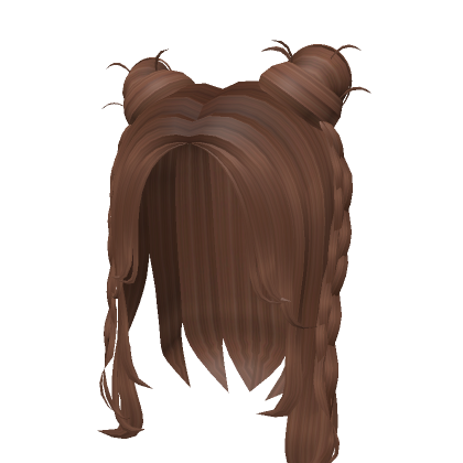 Roblox Item Preppy Aesthetic braided hair with buns in brown 