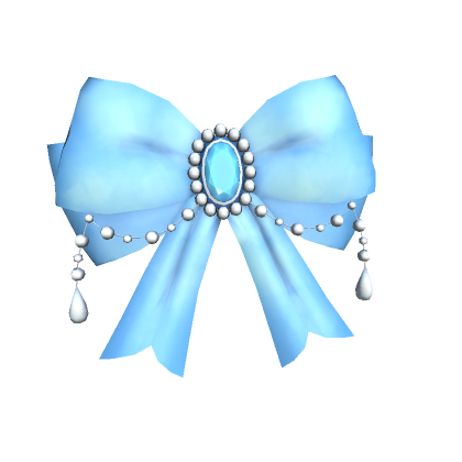 Y2K Satin Pearl Beaded Bow in Baby Blue | Roblox Item - Rolimon's