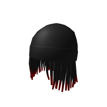 Roblox Item Black Red Tipped Dreads w/ Beanie