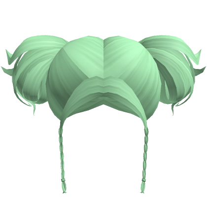 Roblox Item Cute Updo Pigtails Green