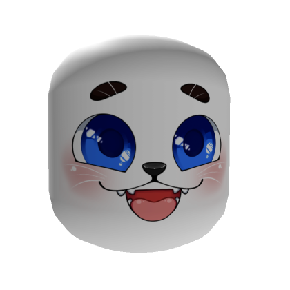 Roblox Item Cute Lion Face Mask || Blue Variant || Solid White