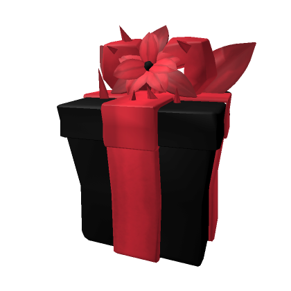 Black gift box with red bow on transparent background PNG