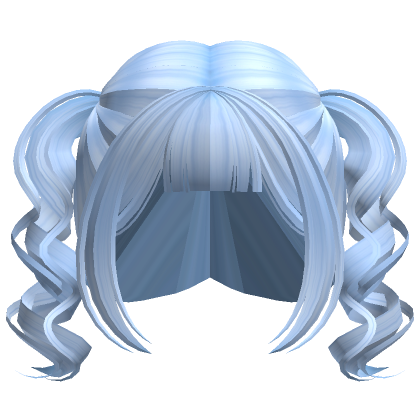 Roblox Item Short Curly Pigtails w/ Bangs (Light Blue)