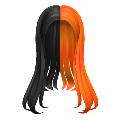 Roblox Item Split Flowy Long Hair Black to Orange