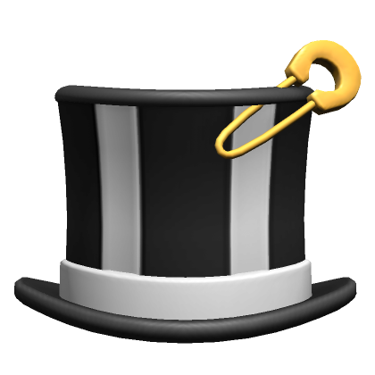 Roblox Item Black and White Top Hat w/ Gold-Clip