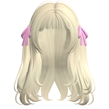 soft blonde cute dolly hair + pink ribbons | Roblox Item - Rolimon's