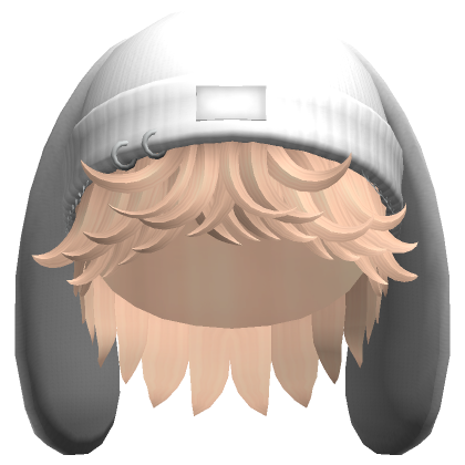 Messy Blonde Hair w/ White Bunny Beanie | Roblox Item - Rolimon's