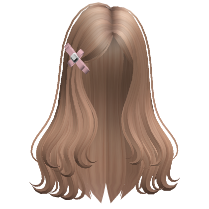 Long Natural Hairstyle with Hair Clip (Platinum) - Roblox