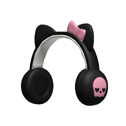 Roblox Item ♡ gothic kitty pink skull headphones